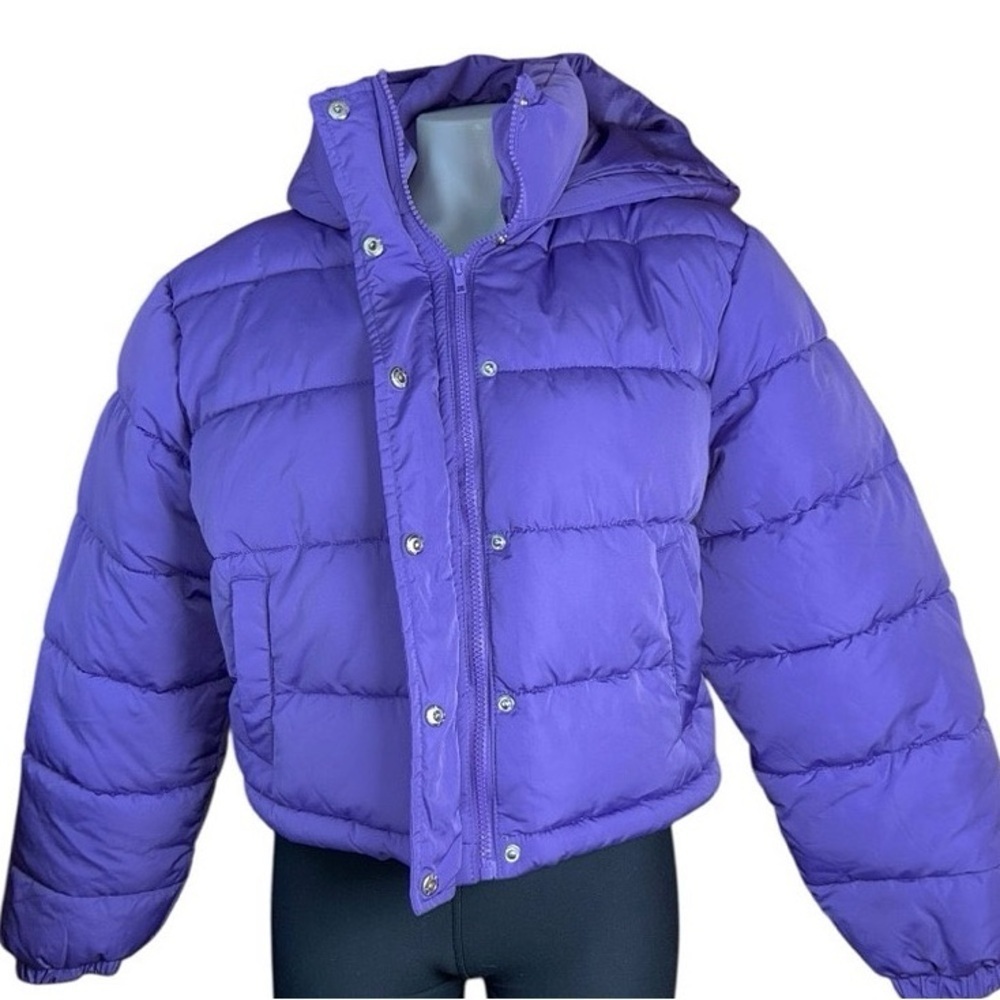 Forever 21 Women’s Winter Full Zip Fashion Puffer Jacket Size Large Purple